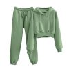 Women's Fleece 2 Piece Outfits Sweatsuits Pullover Hoodie Sweatshirt Jogger Pants Tracksuits Set