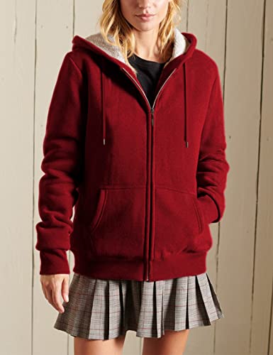 Women's Casual Full Zip Up Sherpa Lined Hoodie Sweatshirt Jacket Coat