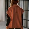 Women's Fleece Vest Casual Sleeveless Button Down Winter Warm Sherpa Jacket with Pockets