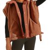 Women's Fleece Vest Casual Sleeveless Button Down Winter Warm Sherpa Jacket with Pockets