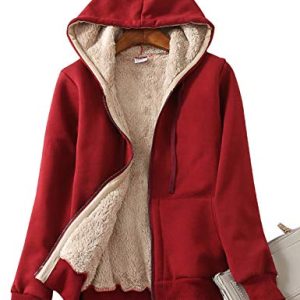 Women's Casual Full Zip Up Sherpa Lined Hoodie Sweatshirt Jacket Coat