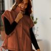 Women's Fleece Vest Casual Sleeveless Button Down Winter Warm Sherpa Jacket with Pockets