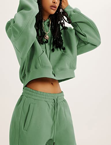 Women's Fleece 2 Piece Outfits Sweatsuits Pullover Hoodie Sweatshirt Jogger Pants Tracksuits Set